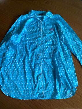 Ralph Lauren Polka Dot Long Sleeve Sleep Shirt Dress XL